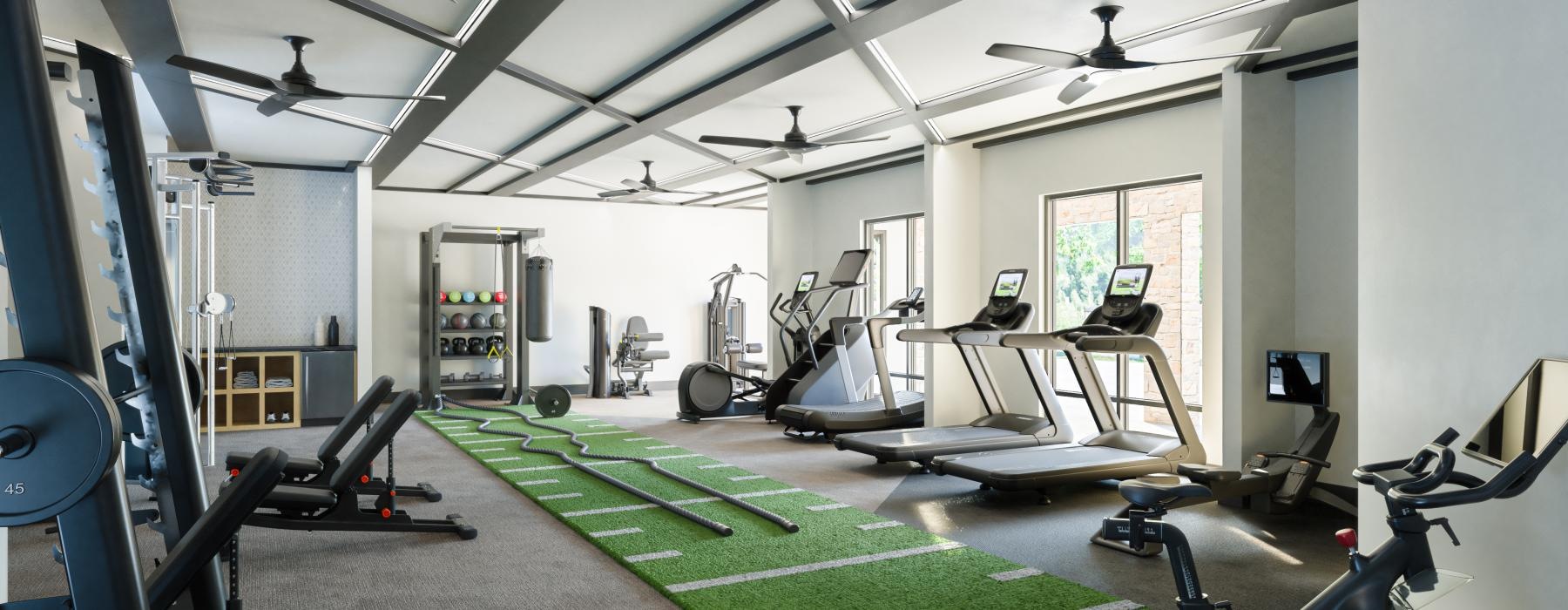 a gym with exercise equipment