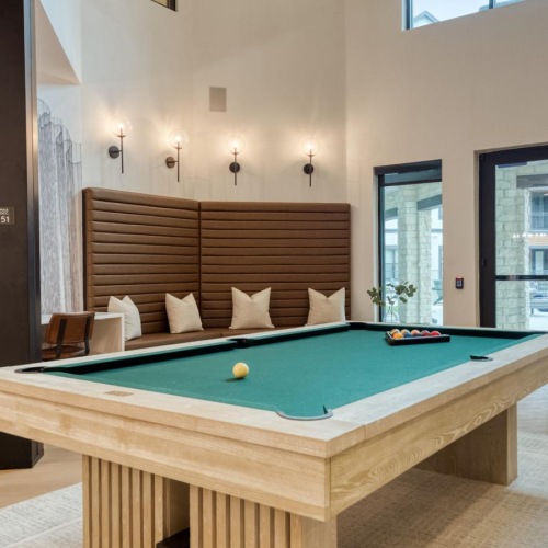 a pool table in a room
